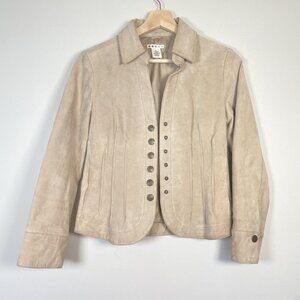 Vintage Leather Suede Blazer Jacket Women’s Petite Small Beige Tan Western Boho